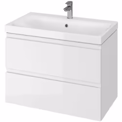 Meuble sous lavabo Moduo 80 couleur : blanc matériau : aggloméré peint dimension : 570 × 795 × 447 mm (hxlxp) système de ferm ...