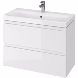 Meuble suspendu avec lavabo Moduo Slim 80 couleur : blanc matériau du meuble : aggloméré peint la taille du meuble : 570 × 79 ...