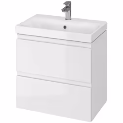 Description générale Le meuble suspendu avec lavabo Moduo Slim 60 allie design moderne et fonctionnalité. Conçu pour les espa ...