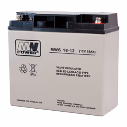 MW Power MWS 18-12, Sealed Lead Acid (VRLA), 12 V, 1 pièce(s), Noir, Gris, 18 Ah, 5 année(s)
