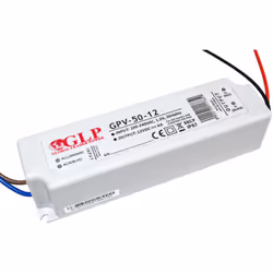 Alimentation DC12V étanche IP67 GLP. Puissance maximale 50W - 4A. Idéale pour l'alimentation de ruban à LED 12V DC. Tension d ...
