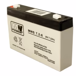 MW Power MWS 7.2-6, Sealed Lead Acid (VRLA), 6 V, 1 pièce(s), Noir, Blanc, 7,2 Ah, 1,13 kg