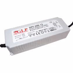Alimentation DC12V étanche IP67 GLP. Puissance maximale 192W -16A. Idéale pour l'alimentation de ruban à LED 12V DC. Tension  ...