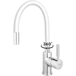 Ferro - zumba Robinet mitigeur de cuisine bec flexible Blanc