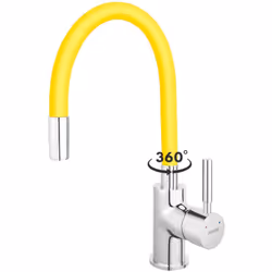 ZUMBA - ROBINET MITIGEUR DE CUISINE AVEC BEC ARTICULÉ ET FLEXIBLE BLEU JAUNE Existe en différents coloris : gris, noir, blanc ...