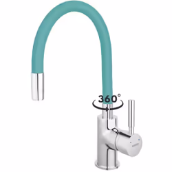 ZUMBA - ROBINET MITIGEUR DE CUISINE AVEC BEC ARTICULÉ ET FLEXIBLE BLEU MENTHE Existe en différents coloris : gris, noir, blan ...