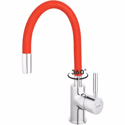 ZUMBA - ROBINET MITIGEUR DE CUISINE AVEC BEC ARTICULÉ ET FLEXIBLE BLEU ROUGE Existe en différents coloris : gris, noir, blanc ...