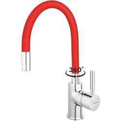 Ferro - zumba Robinet mitigeur de cuisine bec Flexible Rouge