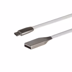 Câble plat micro USB - Blanc - 1m - USB 2.0 - Métal - Transfert de données