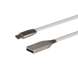 Câble plat micro USB - Blanc - 1m - USB 2.0 - Métal - Transfert de données