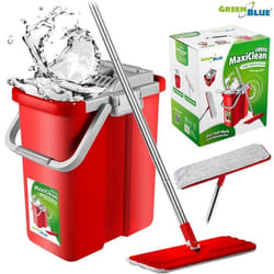 Vadrouille plate avec rides + deux morceaux de microfibre HQ Kit de nettoyage GreenBlue Maxiclean GB850