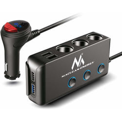 Maclean MCE218 chargeur d'appareils mobiles Smartphone, Tablette Noir Allume-cigare Charge rapide Auto
