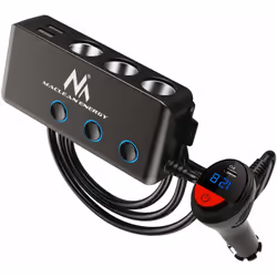 Maclean MCE218 chargeur d'appareils mobiles Smartphone, Tablette Noir Allume-cigare Charge rapide Auto