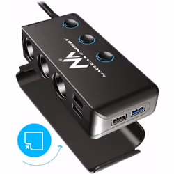 Maclean MCE218 chargeur d'appareils mobiles Smartphone, Tablette Noir Allume-cigare Charge rapide Auto