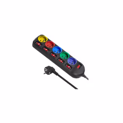 Maclean MCE204M, 1,5 m, Intérieure, Type F, Type F (CEE 7/4), Noir, Multicolore, 5 sortie(s) CA