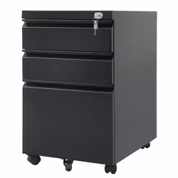 Meuble de bureau à roulettes Maclean MC-850 avec serrure - Noir - Métal - 3 tiroirs