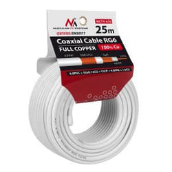 Maclean MCTV-470 câble coaxial RG-6/U 25 m Blanc