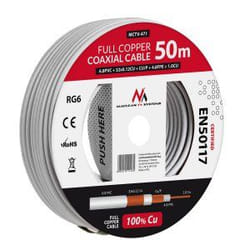 Maclean MCTV-472 câble coaxial RG-6/U 100 m Blanc