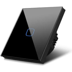 Interrupteur déclairage tactile LED - Maclean - Verre noir - 1000W - 86x86 mm - Intérieur