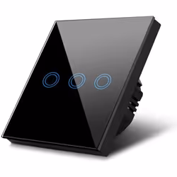 Interrupteur déclairage - Maclean - Tactile LED - Verre noir - 3 boutons - 1000W max