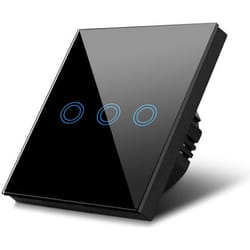 Interrupteur déclairage - Maclean - Tactile LED - Verre noir - 3 boutons - 1000W max