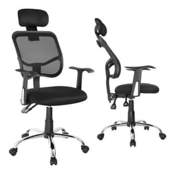 Chaise de bureau - Ergo Office - Fauteuil pivotant - Appui-tête - Hauteur réglable - Noir