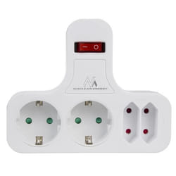 Prise multiple - Maclean Energy - MCE224 G - 4 prises - 2 schuko - Interrupteur intégré