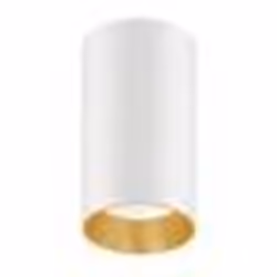 Luminaire de surface Maclean MCE458 W/G tube spot rond aluminium GU10 55x100mm blanc / or