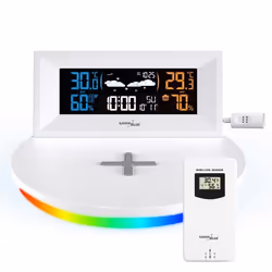 Station météo sans fil - Green Blue - GB213 - Chargeur Qi - Écran LCD - Réveil snooze