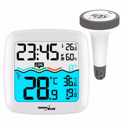 Station météo avec thermomètre de piscine - GreenBlue - GB216 - Capteur flottant - Portée 60m - Horloge