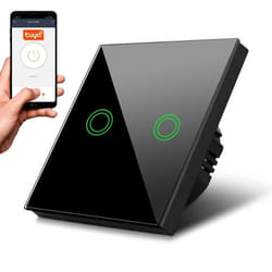 Interrupteur déclairage - Maclean - MCE714B - Smart WiFi - Verre trempé - 2 boutons - Noir