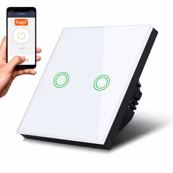 Interrupteur déclairage - Maclean - MCE714W - Smart WiFi - Verre trempé - 2 boutons - 1000W
