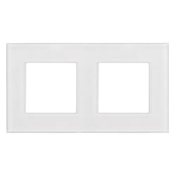 Double cadre en verre - Maclean MCE729W - Panneau 157x86mm pour prise de courant murale - modulaire - encastrable – blanc
