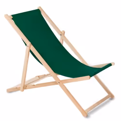 Chaise longue - Bain de soleil - Pliable en bois de hêtre - Vert foncé - Sans accoudoirs - Réglable