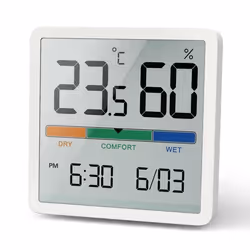 Thermomètre hygromètre GreenBlue GB380 avec fonction horloge et date plage de température -99 à +60 degrés Celsius