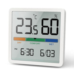 Thermomètre hygromètre GreenBlue GB380 avec fonction horloge et date plage de température -99 à +60 degrés Celsius