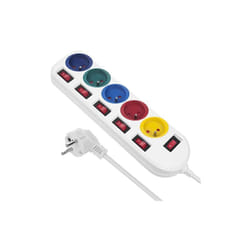 Maclean MCE204 m/w bloc multiprises câble d'extension à 5 prises avec interrupteurs 250 v AC/10 a 1.5 m