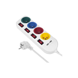 Mac Lean - maclean MCE229 w bloc multiprises rallonge 4 prises + 2X usb avec interrupteurs 250VAC/10A, 2.1A 5V, 1.5M blanc
