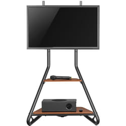 Meuble tv d'angle autoportant Maclean MC-455 de style Bauhaus, support tv autoportant à deux niveaux, en bois, capacité de charge jusqu'à 10 kg,