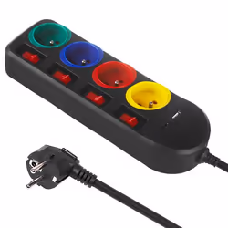 Multiprise - Maclean - MCE508 B - 4 prises + 2 USB - Interrupteurs individuels - 15m noir