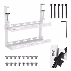Maclean  Range-câbles sous le bureau charge max. 5kg 2 niveaux blanc MC-104 W