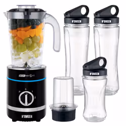 Noveen SB2000, Blender sport, 0,8 L, Fonction d'impulsion, Pileur de glace, 500 W, Noir, Transparent