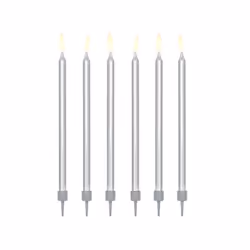PartyDeco SCD-1-018ME, Bougies, Argent, 12 pièce(s)