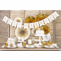PartyDeco SP33-23-008 serviette et serviette de table en papier Or, Blanc 20 pièce(s)