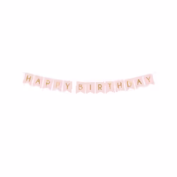 Guirlande en carton happy birthday rose et dorée 15 x 175 cm - Rose