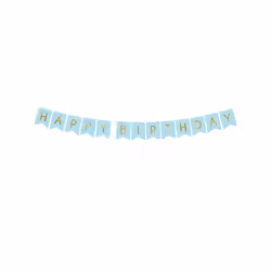 Guirlande en carton happy birthday bleue et métallisée 15 x 175 cm - Bleu