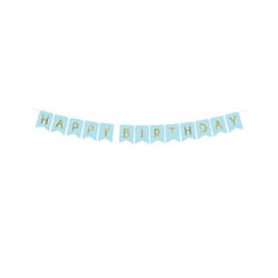 Guirlande en carton happy birthday bleue et métallisée 15 x 175 cm - Bleu