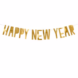 PartyDeco Happy New Year, Guirlande, Or, Réveillon du Nouvel An, Plafond, Mur, lettre, 100 mm