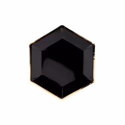 PartyDeco TPP31-010, Assiette, Hexagonal, Papier, Noir, Or, Monochromatique, 6 pièce(s)