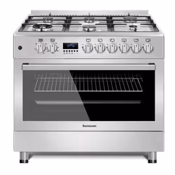 Ravanson KWGE-K90-6 TOP CHEF, Cuisinière, Acier inoxydable, Boutons, Rotatif, Devant, Électronique, Gaz